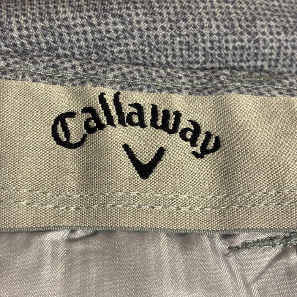 Callaway Mens Gray Micro Pattern Golf Shorts Size 32 Stretch Flat Front Preppy